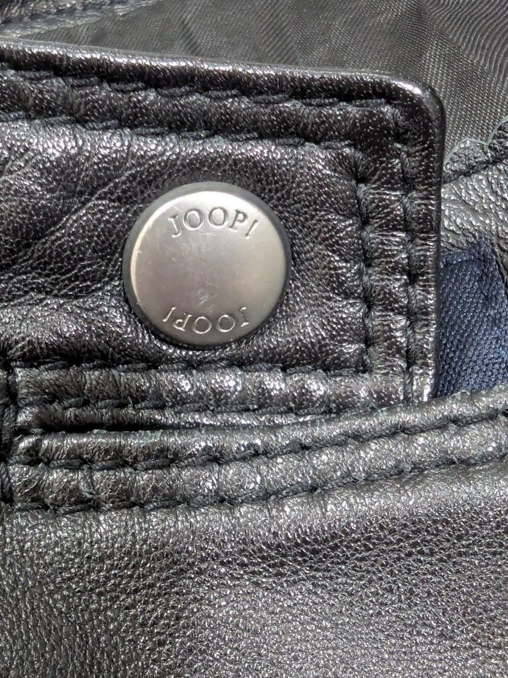 Joop! Women's Black Leather Jacket Biker style - Picture 13 of 15